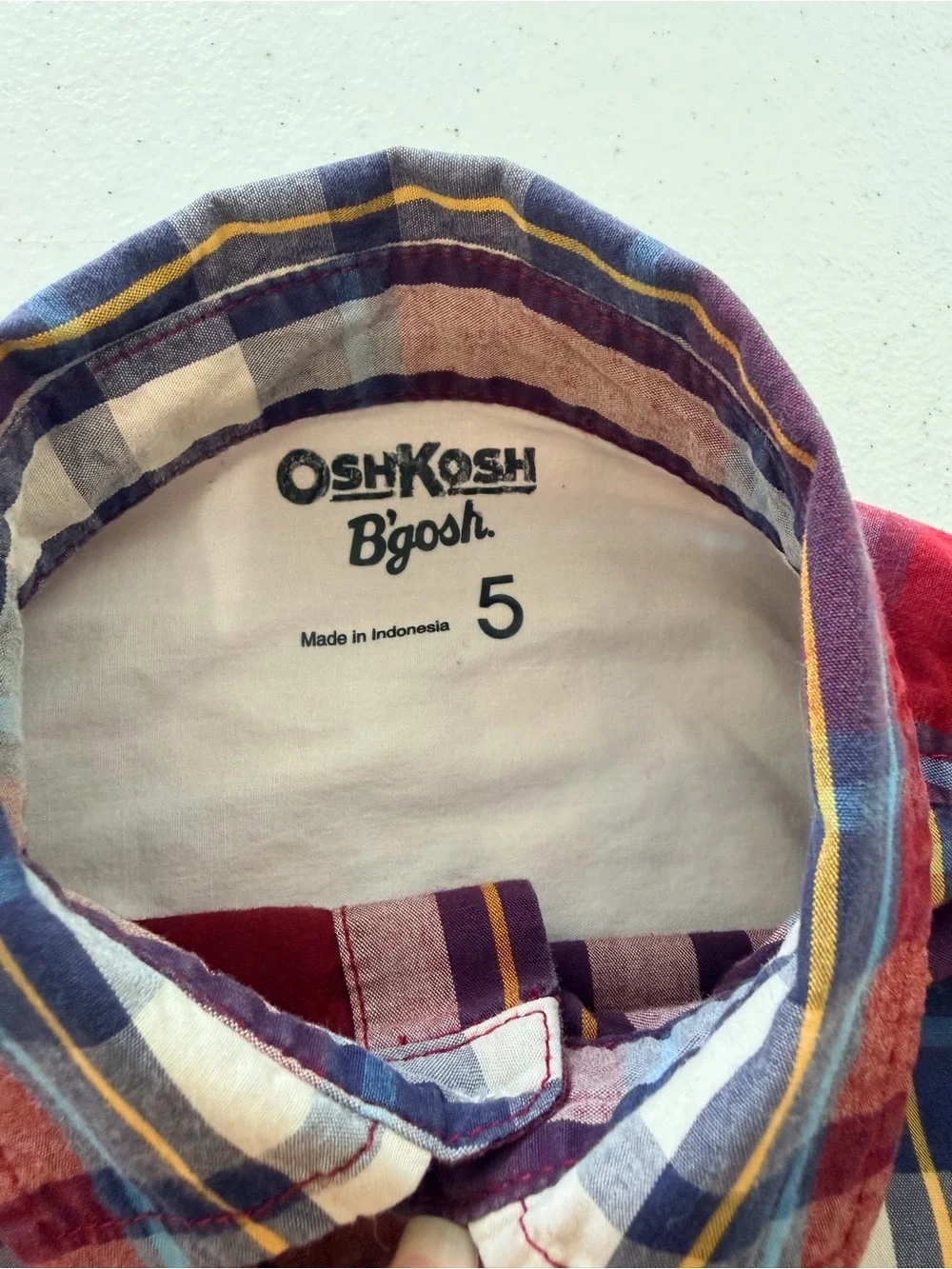OshKosh B'gosh Maroon and Blue Plaid Button-Down Shirt